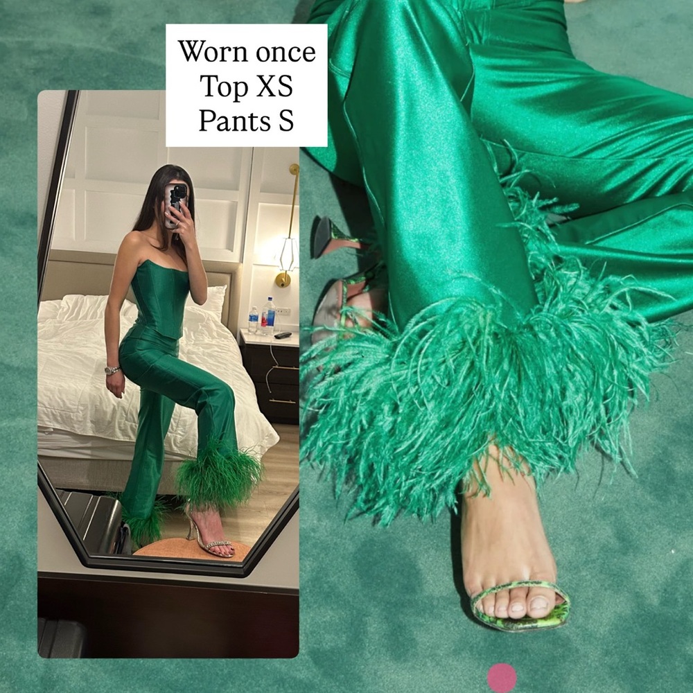Green Feather Trim Set